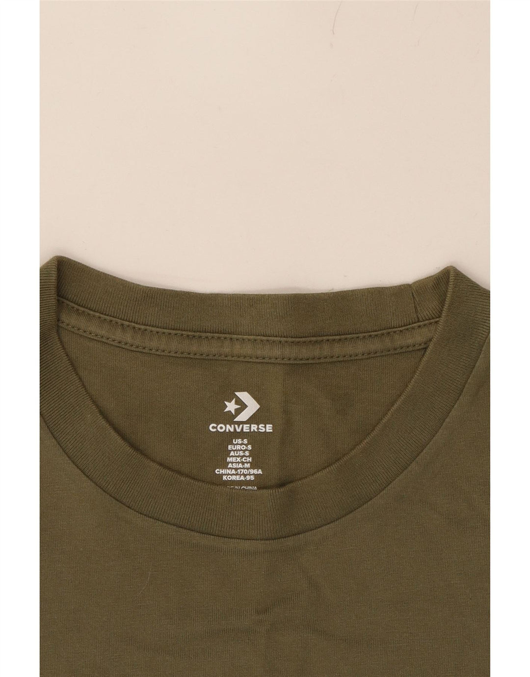 CONVERSE Mens Graphic T-Shirt Top Small Khaki Cotton Vintage Converse and Second-Hand Converse from Messina Hembry 