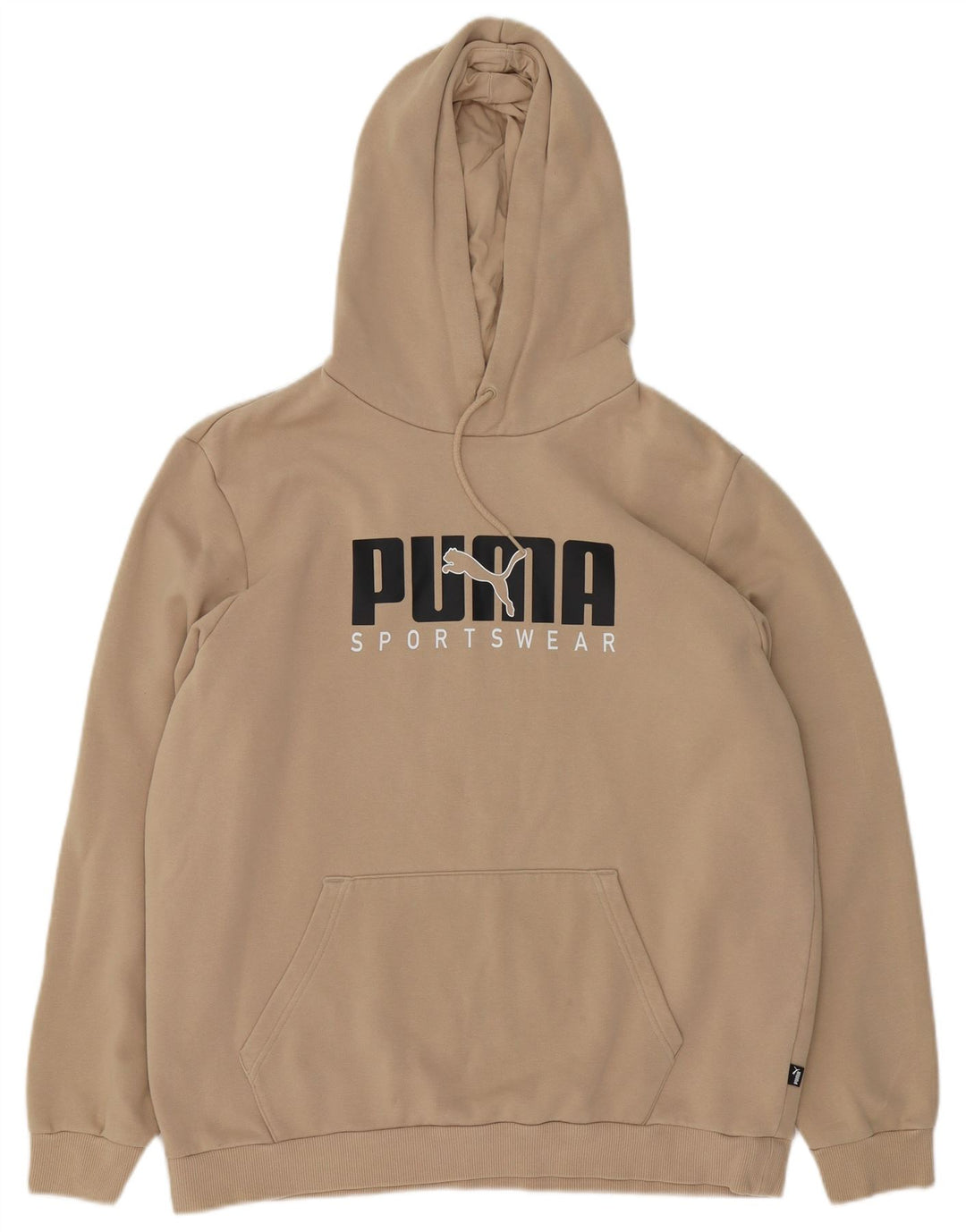 Felpa con cappuccio grafica da uomo Puma grande in cotone beige
