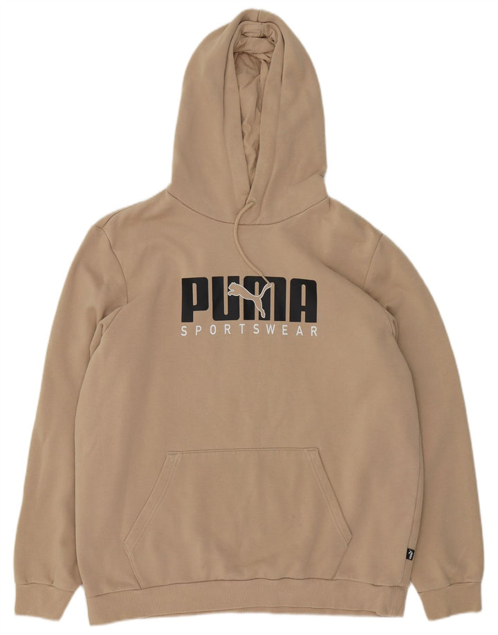 Felpa con cappuccio grafica da uomo Puma grande in cotone beige