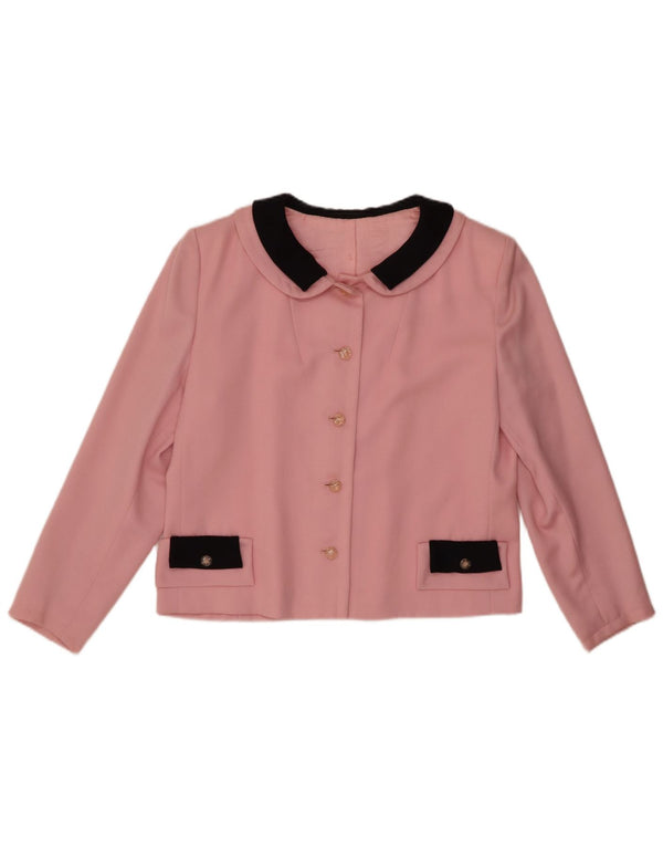Vintage Womens Bolero Jacket UK 12 Medium Pink Colourblock