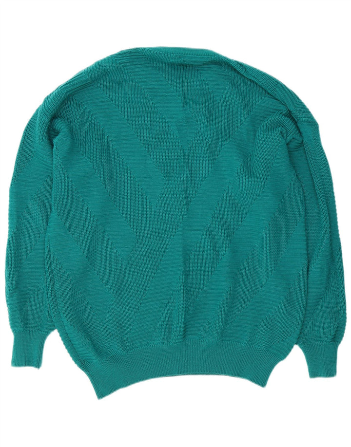 Maglione maglione girocollo da uomo vintage turchese medio