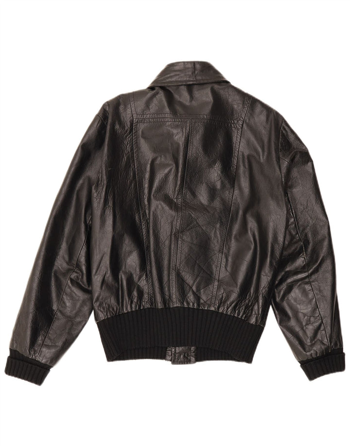 Giacca in pelle da uomo VINTAGE UK 36 piccola nera