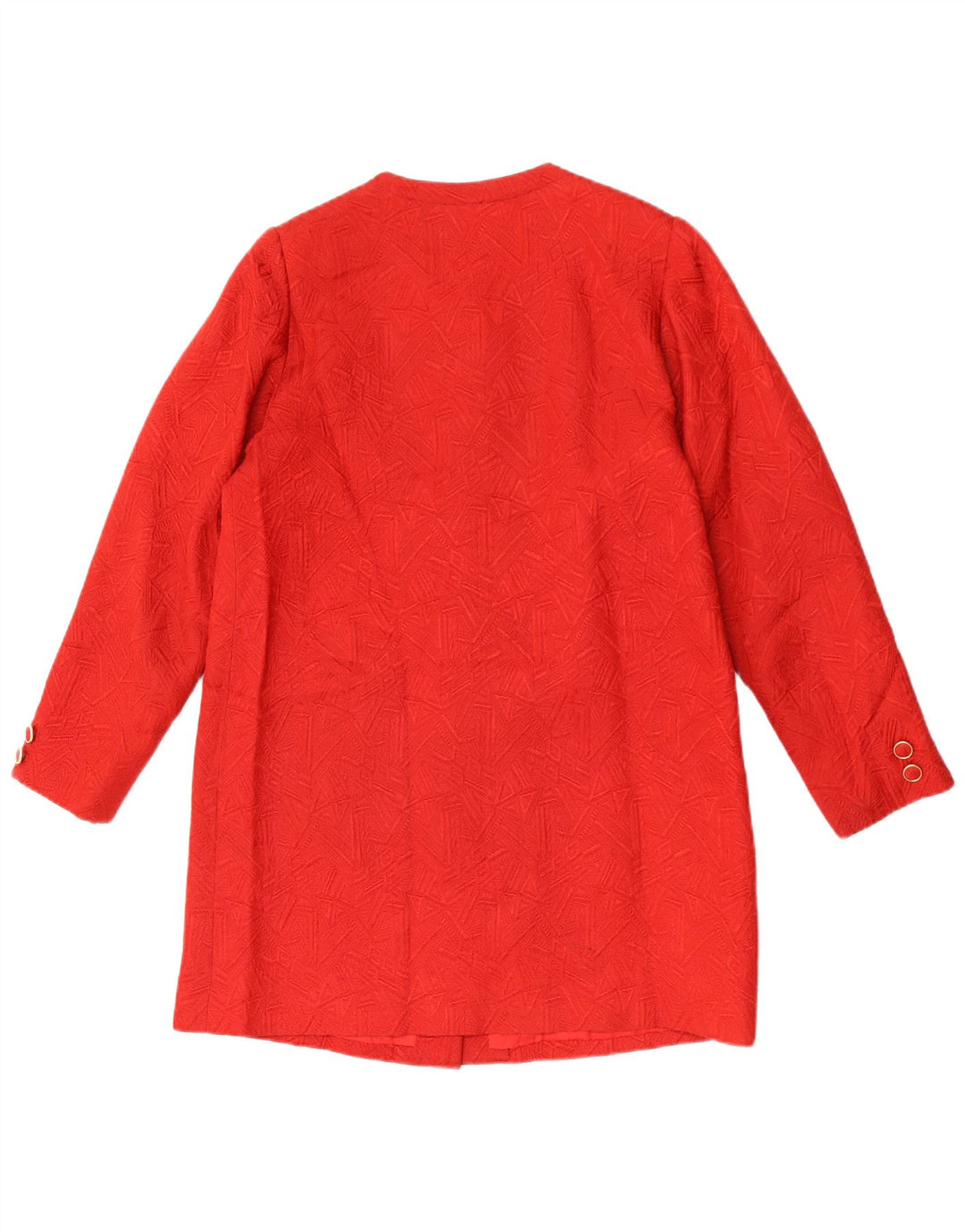 Giacca blazer lunga da donna vintage UK 12 rosso medio geometrico