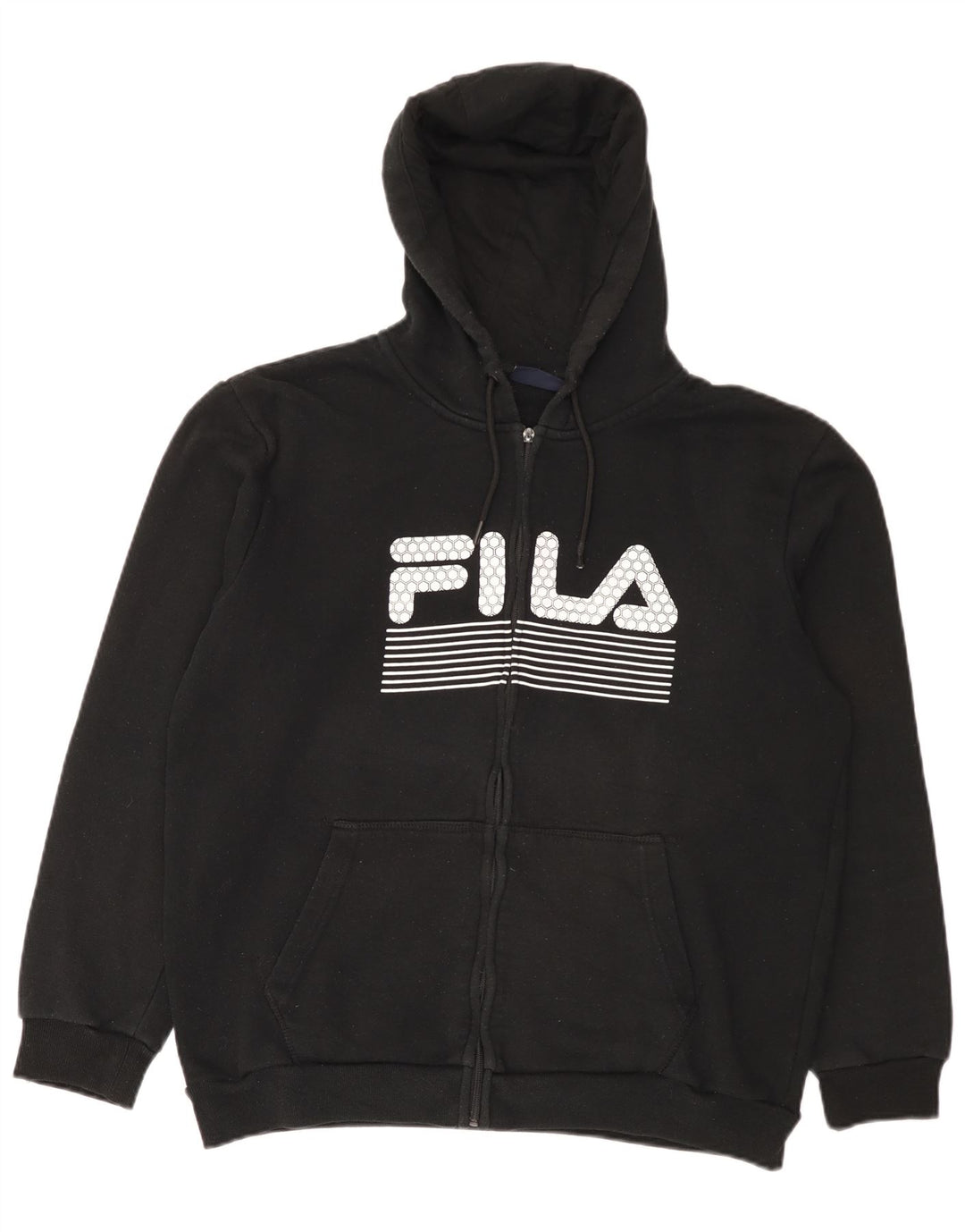 Felpa con cappuccio e zip grafica da uomo Fila XL poliestere nero