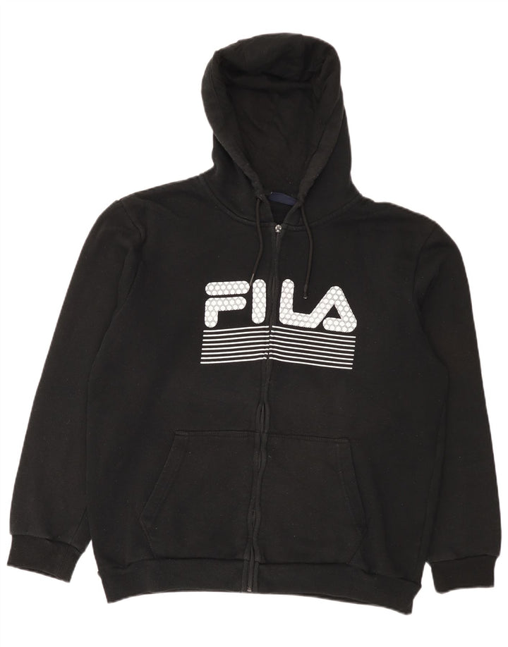 Felpa con cappuccio e zip grafica da uomo Fila XL poliestere nero