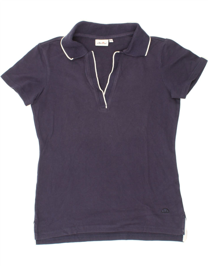 ELLESSE Womens Polo Shirt UK 12 Medium Navy Blue Cotton Vintage Ellesse and Second-Hand Ellesse from Messina Hembry 