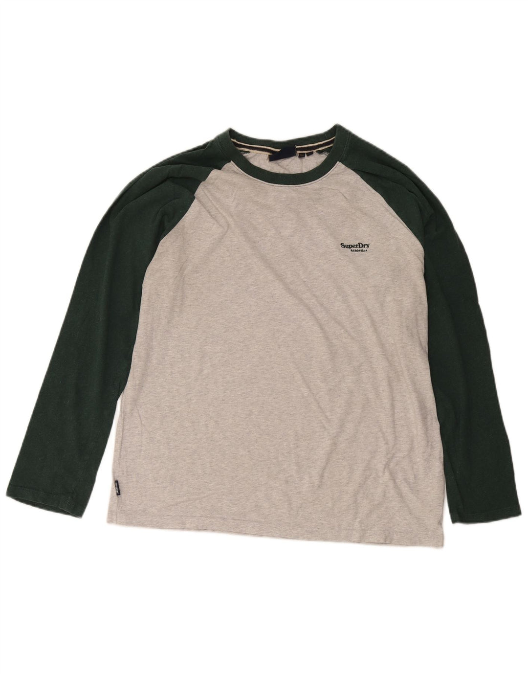Top da uomo a maniche lunghe Superdry 2XL in cotone color block grigio