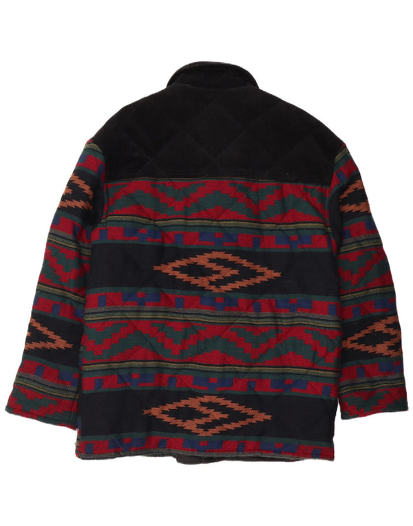 Giacca trapuntata da uomo VINTAGE UK 40 Grande motivo geometrico multicolore