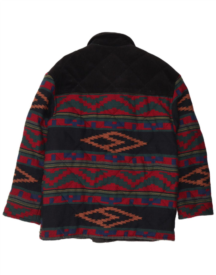 Giacca trapuntata da uomo VINTAGE UK 40 Grande motivo geometrico multicolore