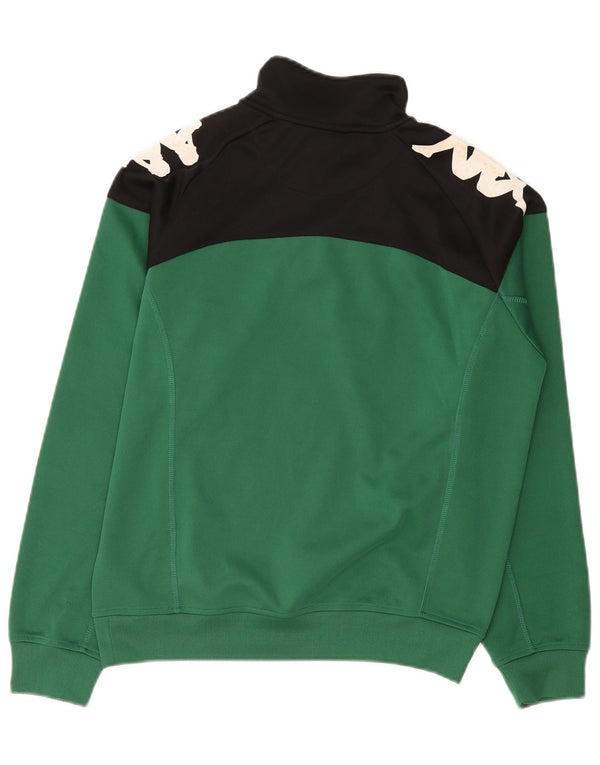 Felpa Kappa da uomo con collo grafico con zip, maglione piccolo verde color block