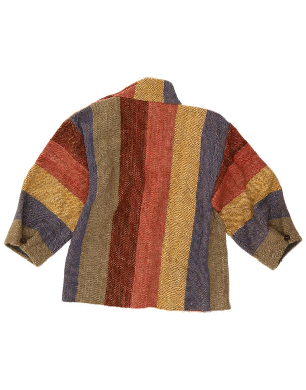 Top cardigan con maniche a 3/4 da donna vintage UK 16 grandi strisce multicolori