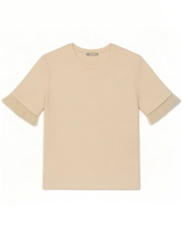Top corto da donna Zara in camicetta UK 12 in viscosa bianco sporco medio