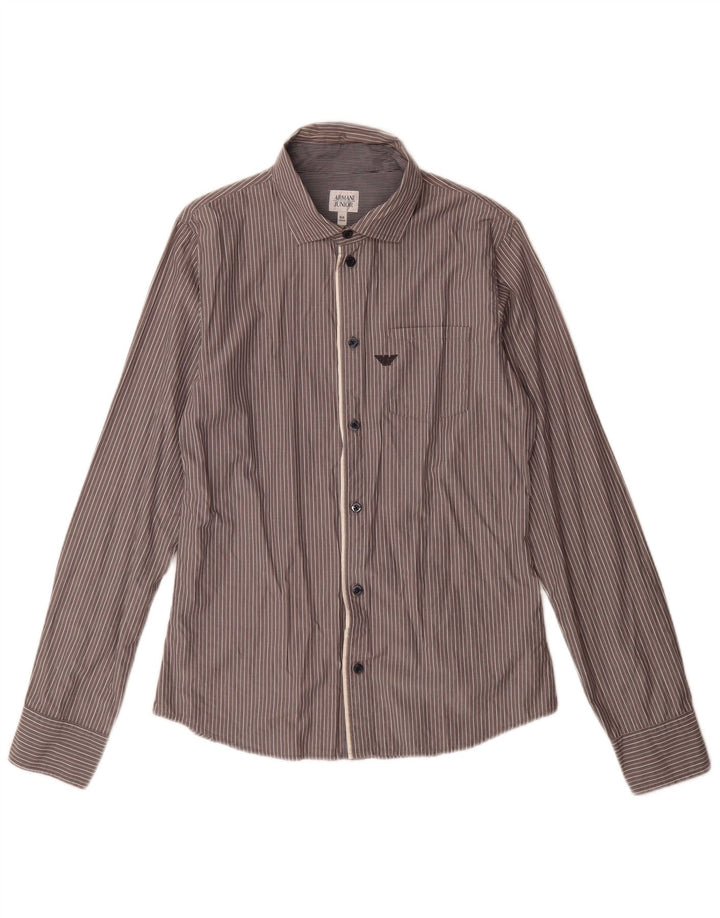 Camicia Armani Junior Bambino 15-16 Anni Cotone Gessato Grigio