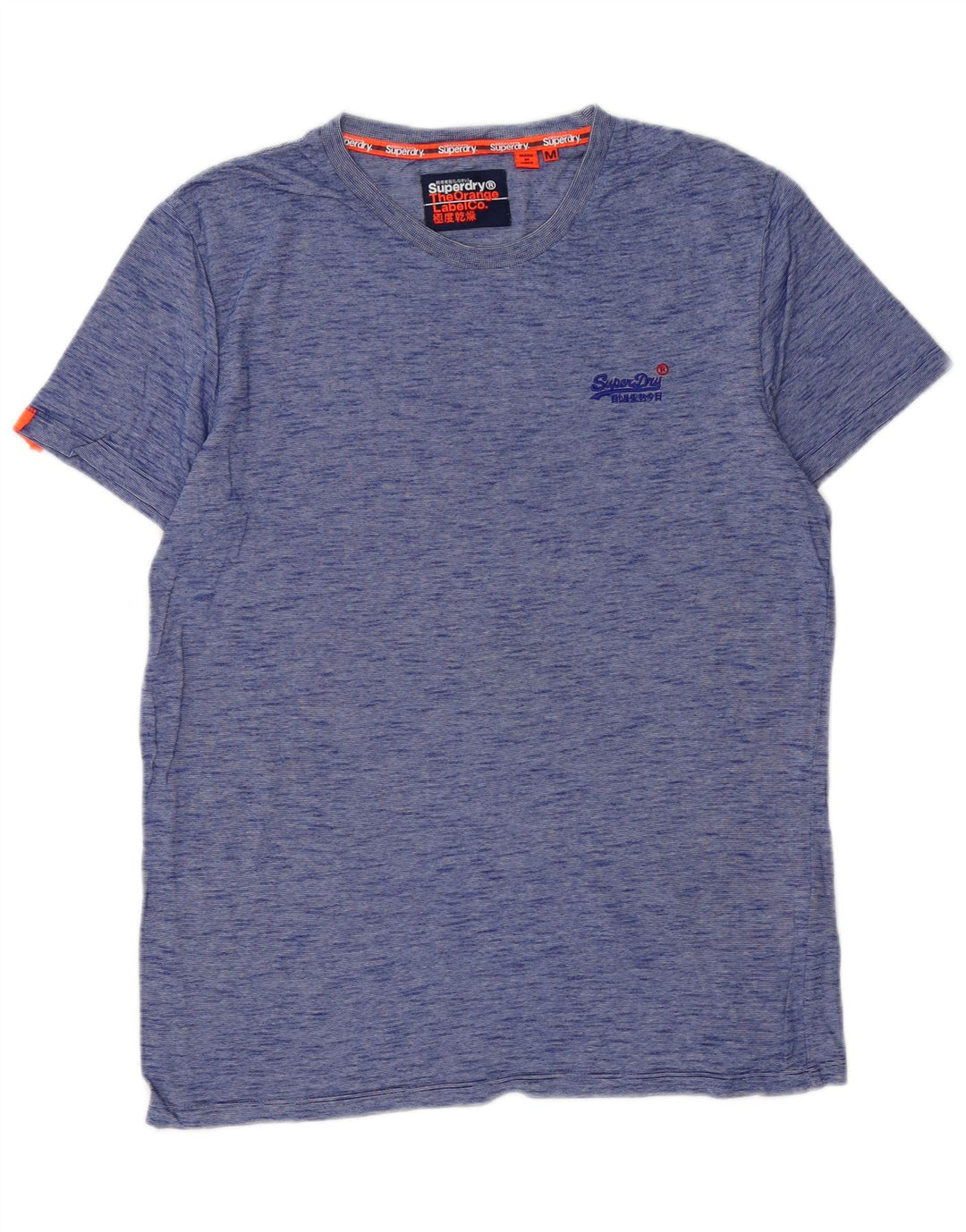 T-shirt da uomo SUPERDRY Top in cotone screziato blu medio