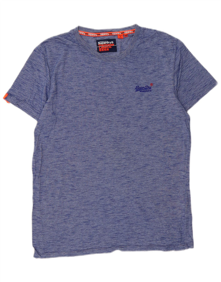 T-shirt da uomo SUPERDRY Top in cotone screziato blu medio