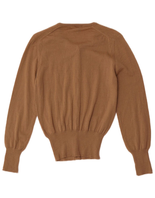 Calvin Klein Jeans Donna Cardigan Maglione UK 14 Large Marrone Lana