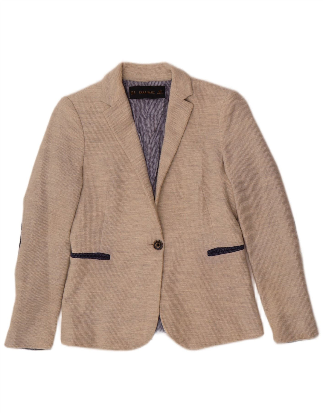 Giacca blazer a 1 bottone da donna Zara UK 12 Poliestere beige medio