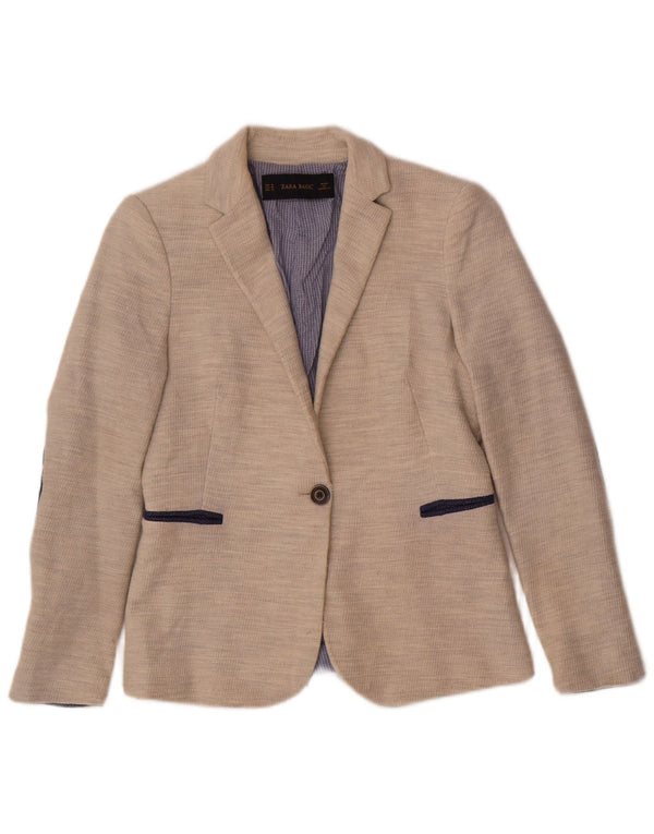 Giacca blazer a 1 bottone da donna Zara UK 12 Poliestere beige medio