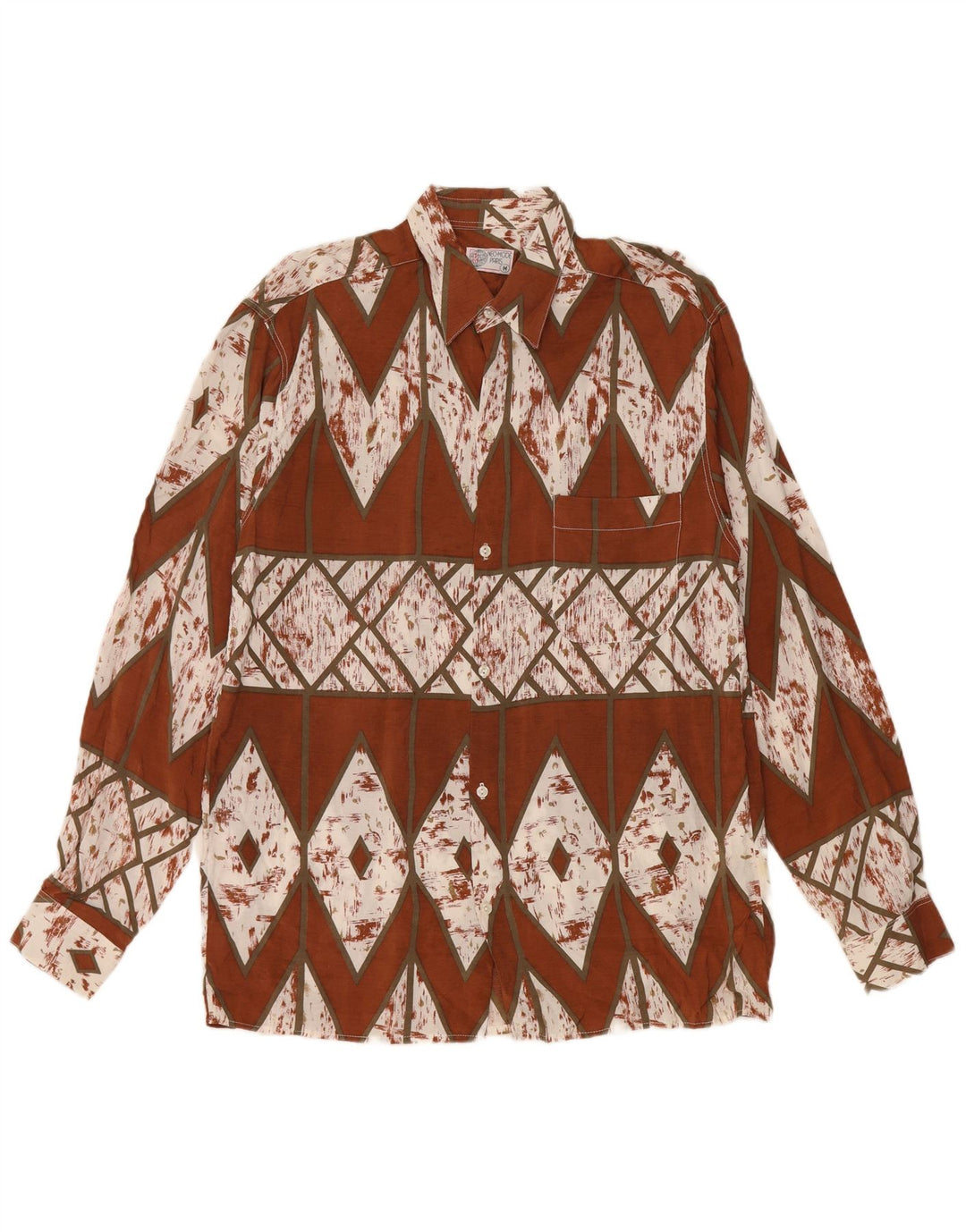 Camicia vintage da uomo marrone medio geometrica