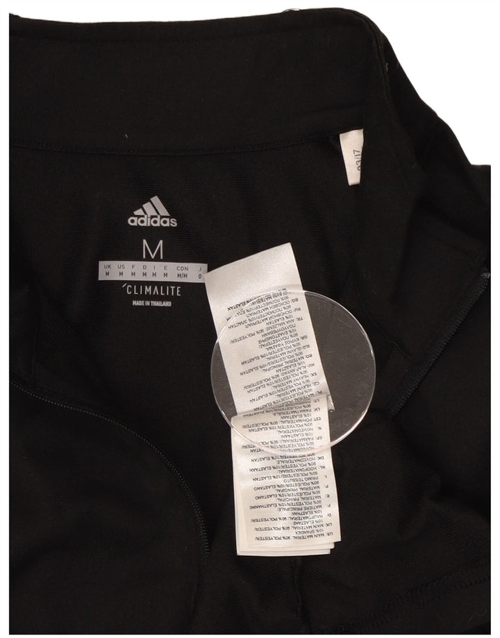 Top della tuta da ginnastica Adidas Climalite con zip e collo da uomo, colore nero medio