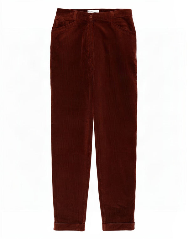 Pantaloni Benetton da donna in velluto a coste a vita alta IT 46 Large W30 L30 Marrone