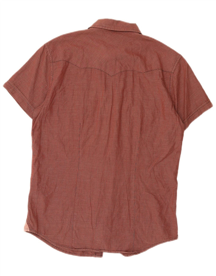 WRANGLER Camicia da uomo slim fit a maniche corte grande in cotone a quadretti rossi