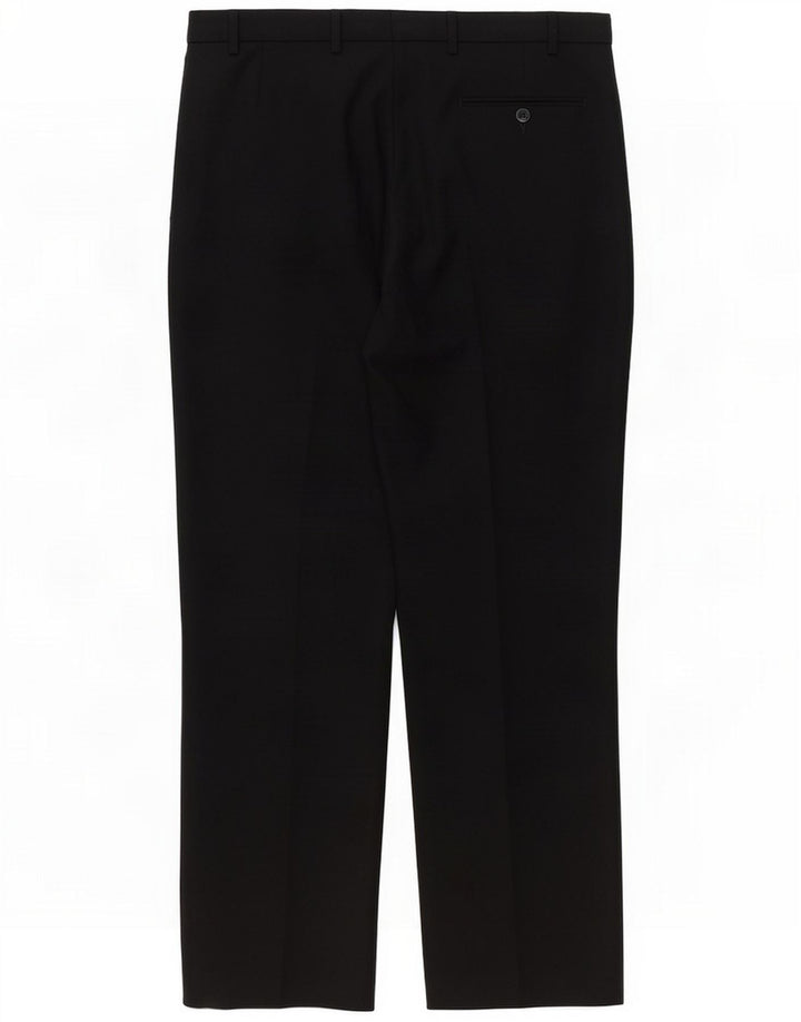Marks & Spencer Pantaloni da abito vestibilità regular da uomo W38 L31 Poliestere nero