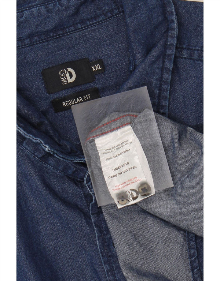 DACK'S Mens Regular Fit Denim Shirt 2XL Navy Blue Cotton