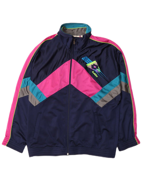 Giacca da tuta retrò da uomo Lotto XL blu navy color block retrò