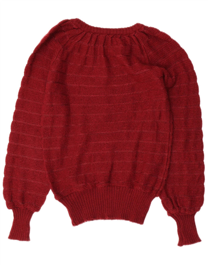 Maglione maglione con scollo a barca da donna VINTAGE UK 12 marrone medio