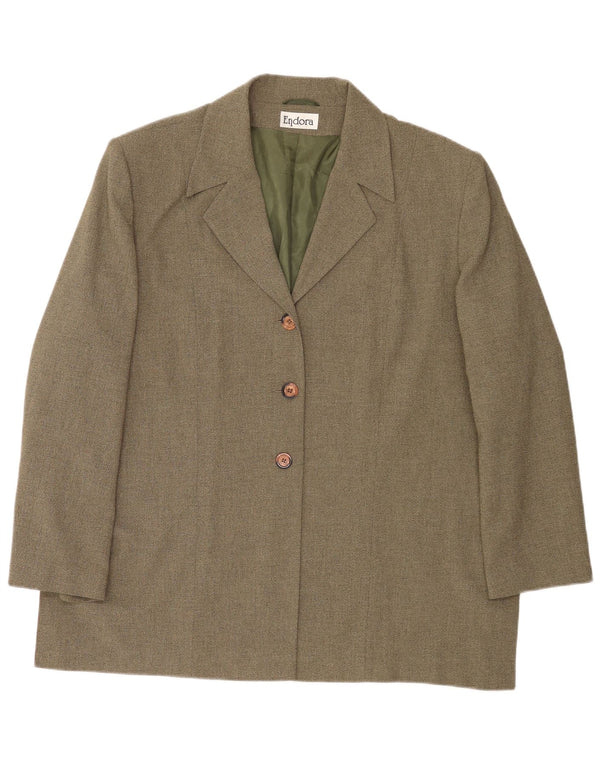 Giacca blazer a 3 bottoni da donna Endora UK 20 2XL poliestere kaki