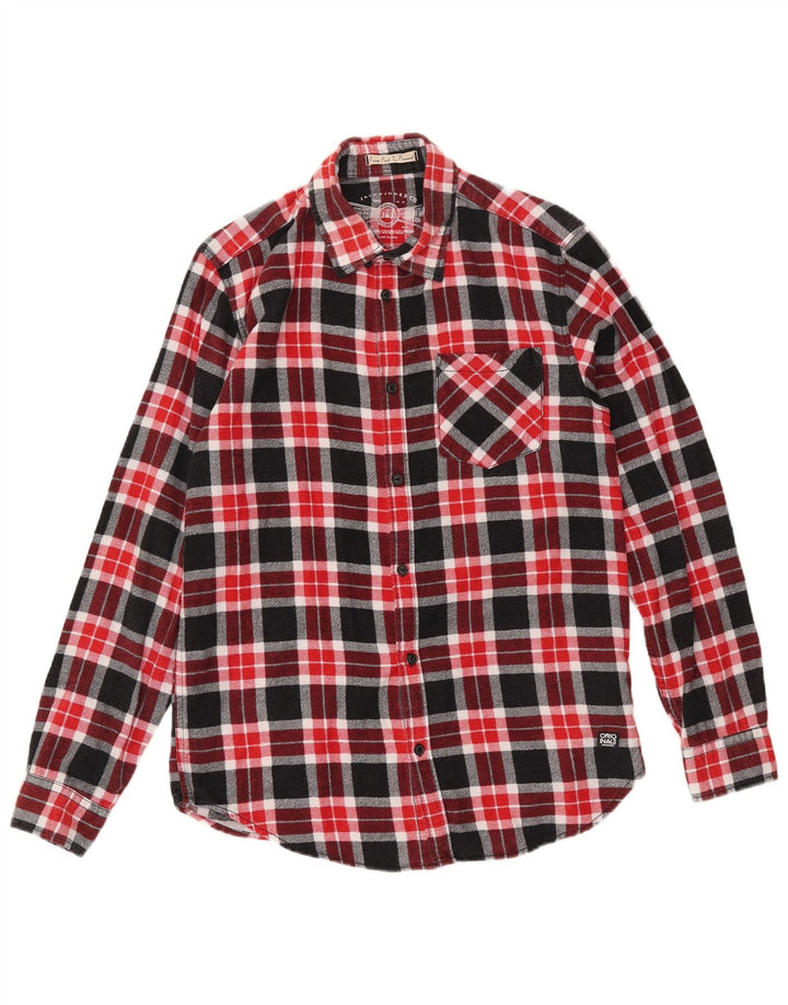 JACK & JONES Camicia da uomo in flanella di cotone a quadri rossi medi