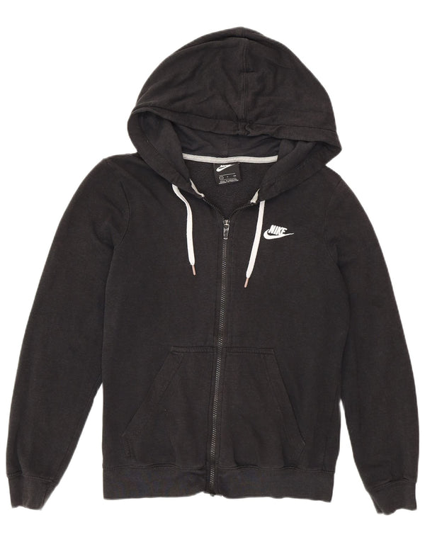 Felpa con cappuccio e zip da donna Nike UK 10 piccola in cotone nero