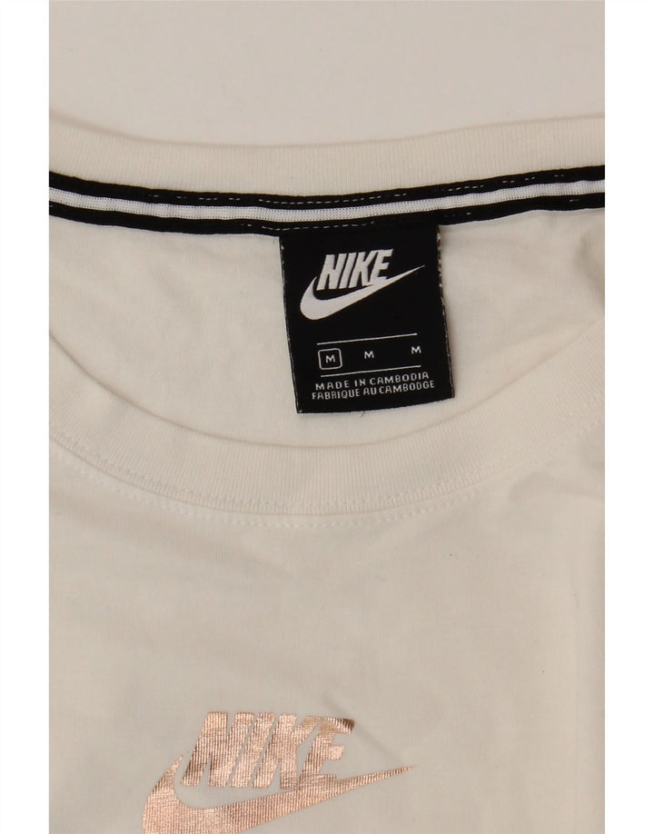 T-shirt grafica corta Nike da donna UK 14 medio bianco