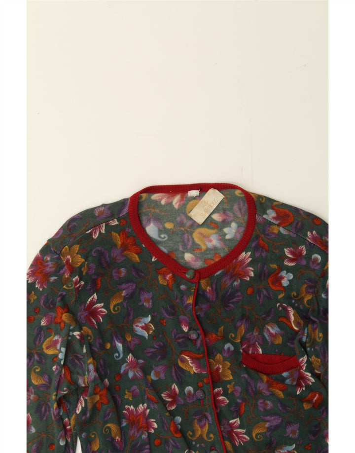 VINTAGE Womens Cardigan Sweater EU 40 Medium Multicoloured Floral Vintage Vintage and Second-Hand Vintage from Messina Hembry 