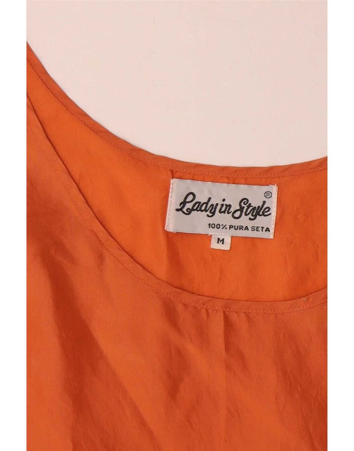 Canotta vintage da donna UK 14 seta arancione media