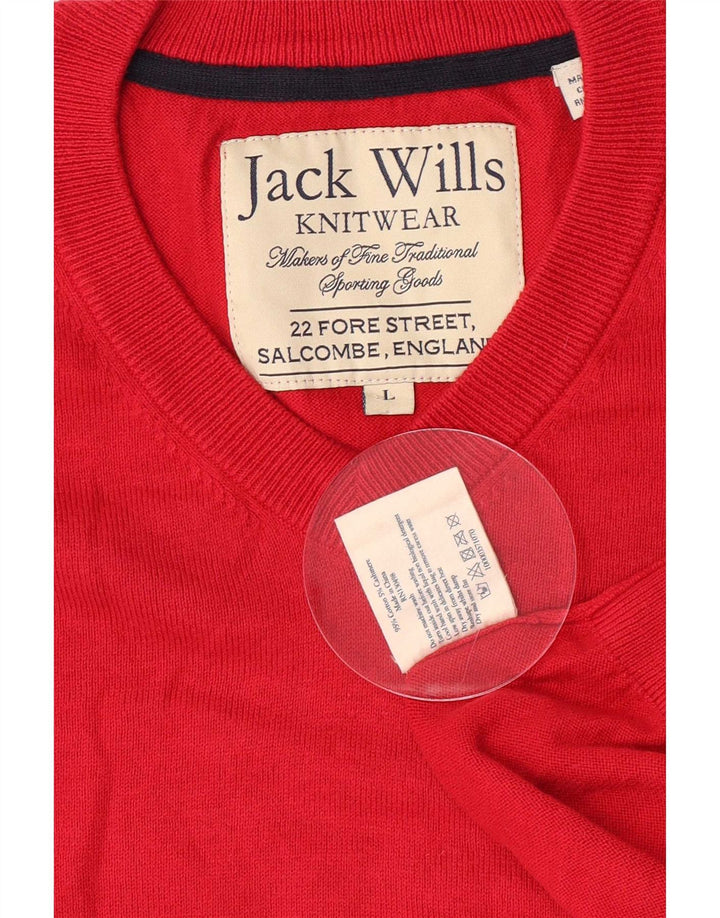 Maglione da uomo con scollo a V Jack Wills grande cotone rosso