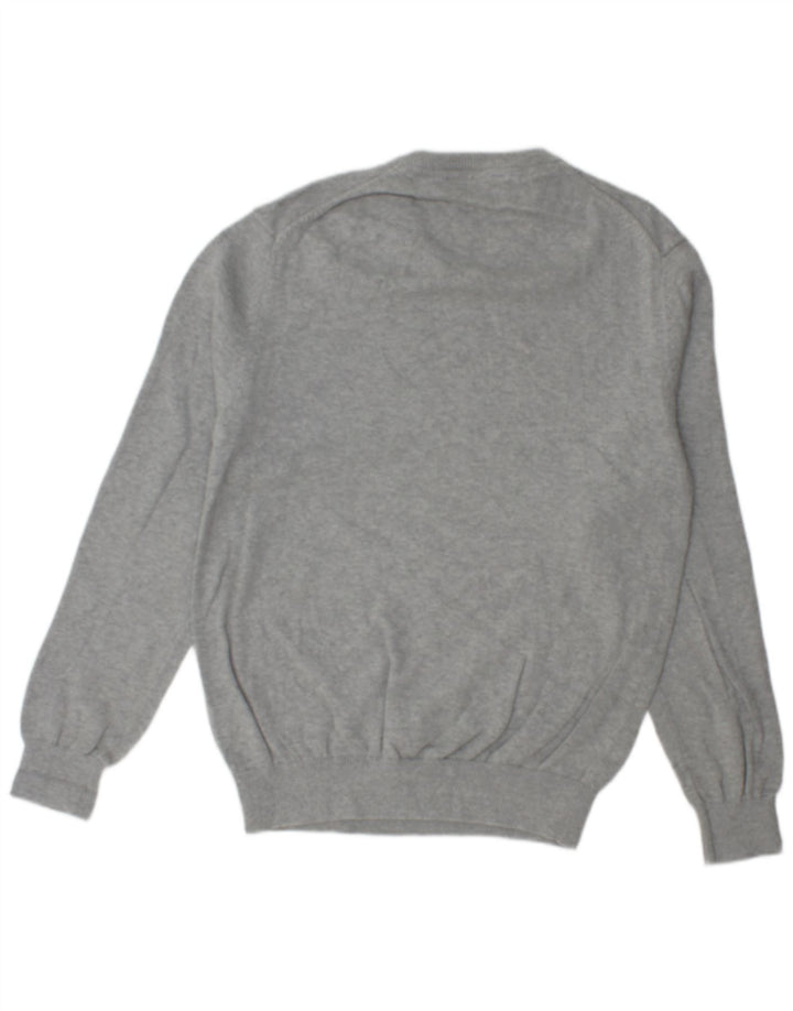 CREW CLOTHING Maglione da uomo con scollo a V in cotone screziato grigio medio