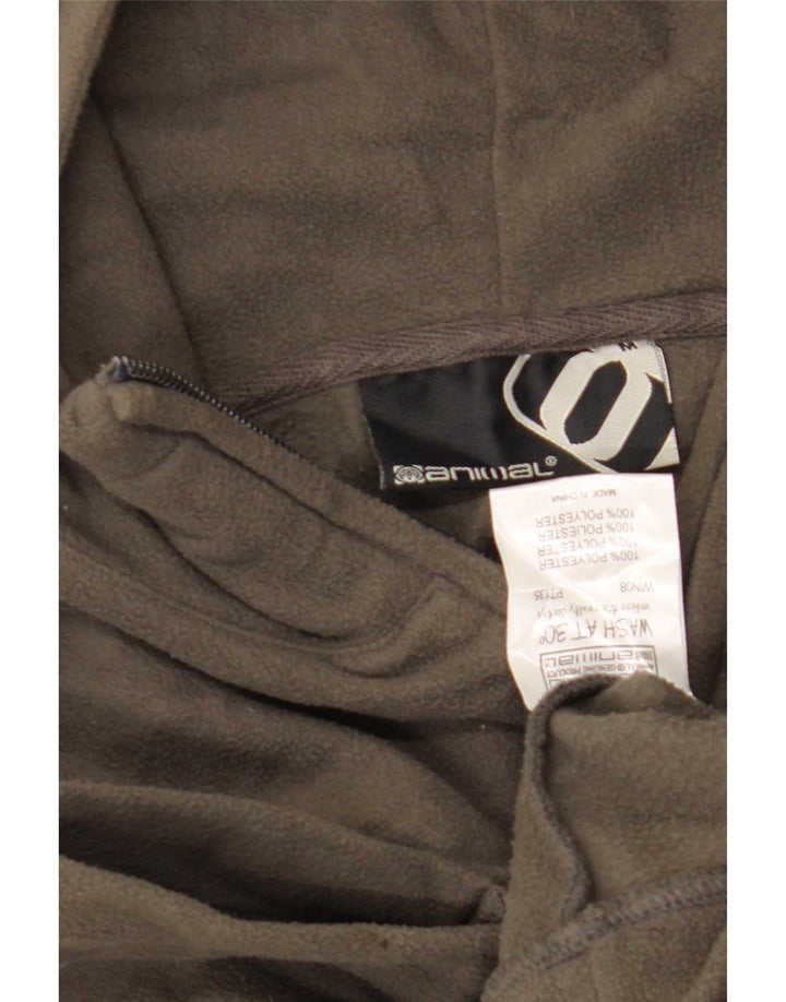 Maglione con cappuccio e zip in pile da uomo con cappuccio, poliestere medio kaki