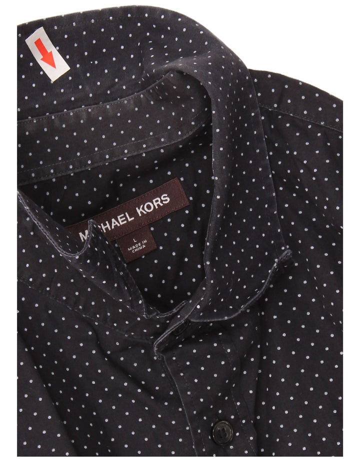 MICHAEL KORS Camicia da uomo grande in cotone maculato nero