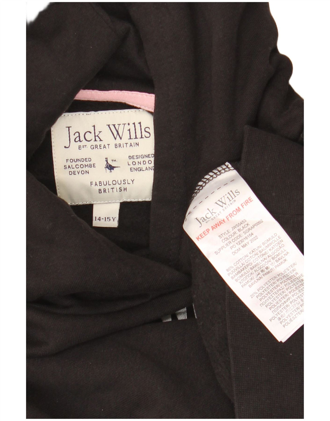 JACK WILLS Maglione con cappuccio grafico oversize da bambina 14-15 anni Nero