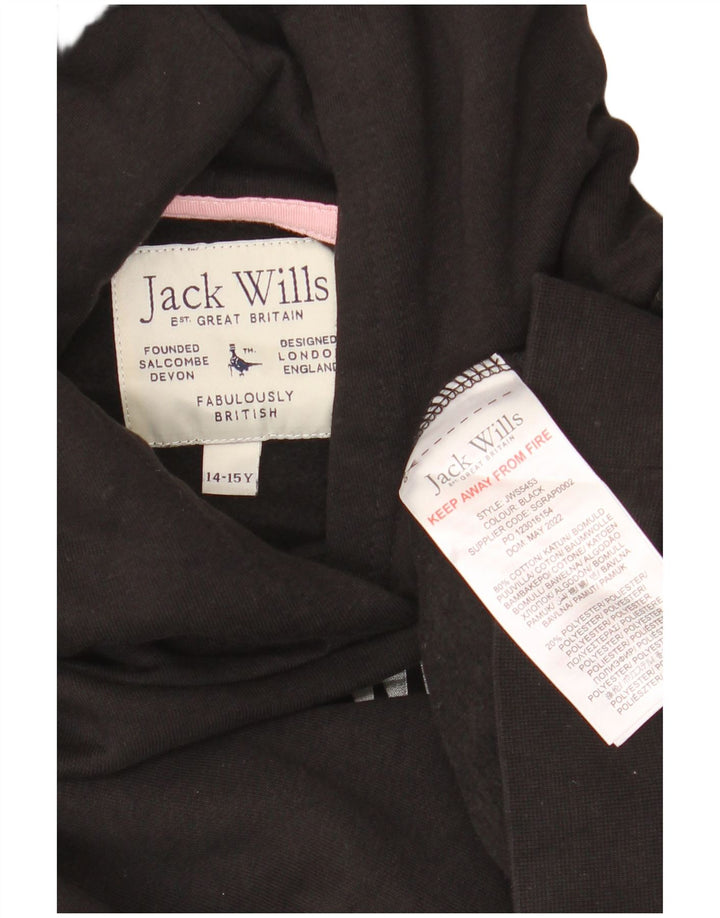 JACK WILLS Maglione con cappuccio grafico oversize da bambina 14-15 anni Nero