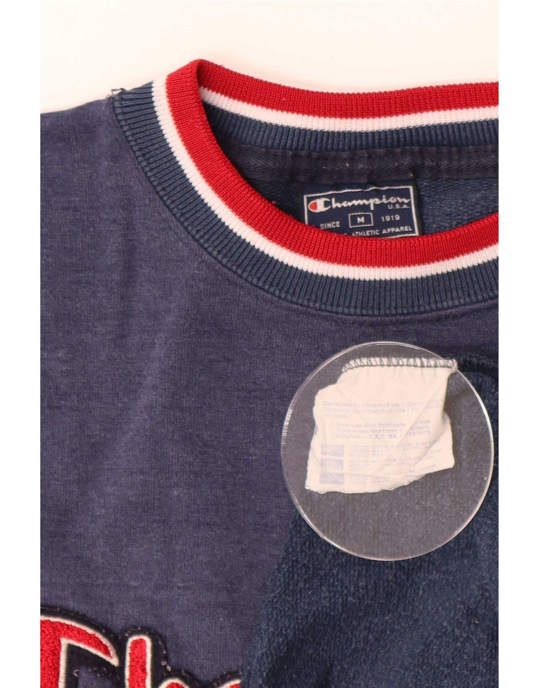Felpa grafica da uomo Champion Felpa media in cotone color block blu navy