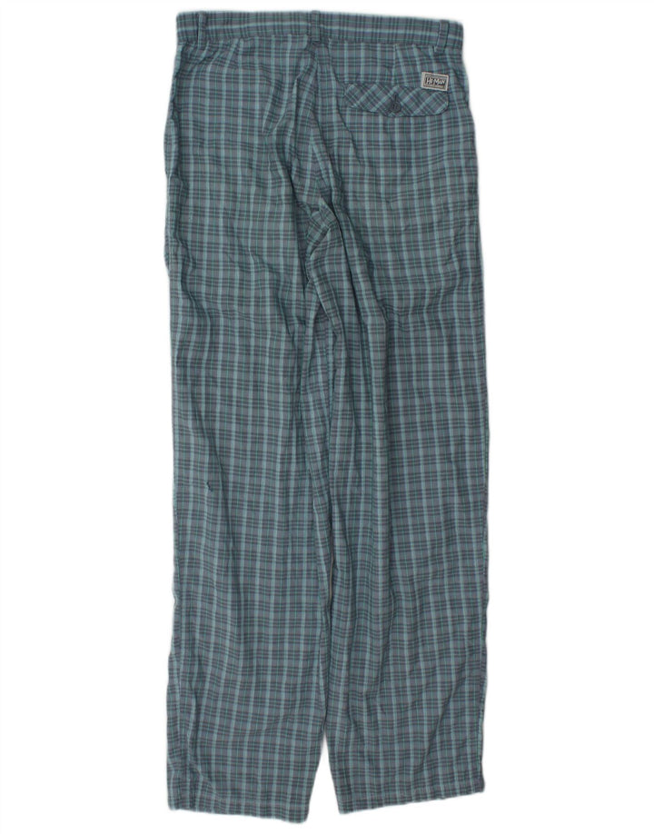 Pantaloni chino vintage da uomo con pegged W29 L31 poliestere a quadri blu