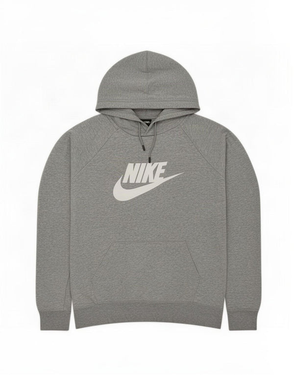 Felpa con cappuccio grafica da donna Nike UK 14 cotone screziato grigio medio