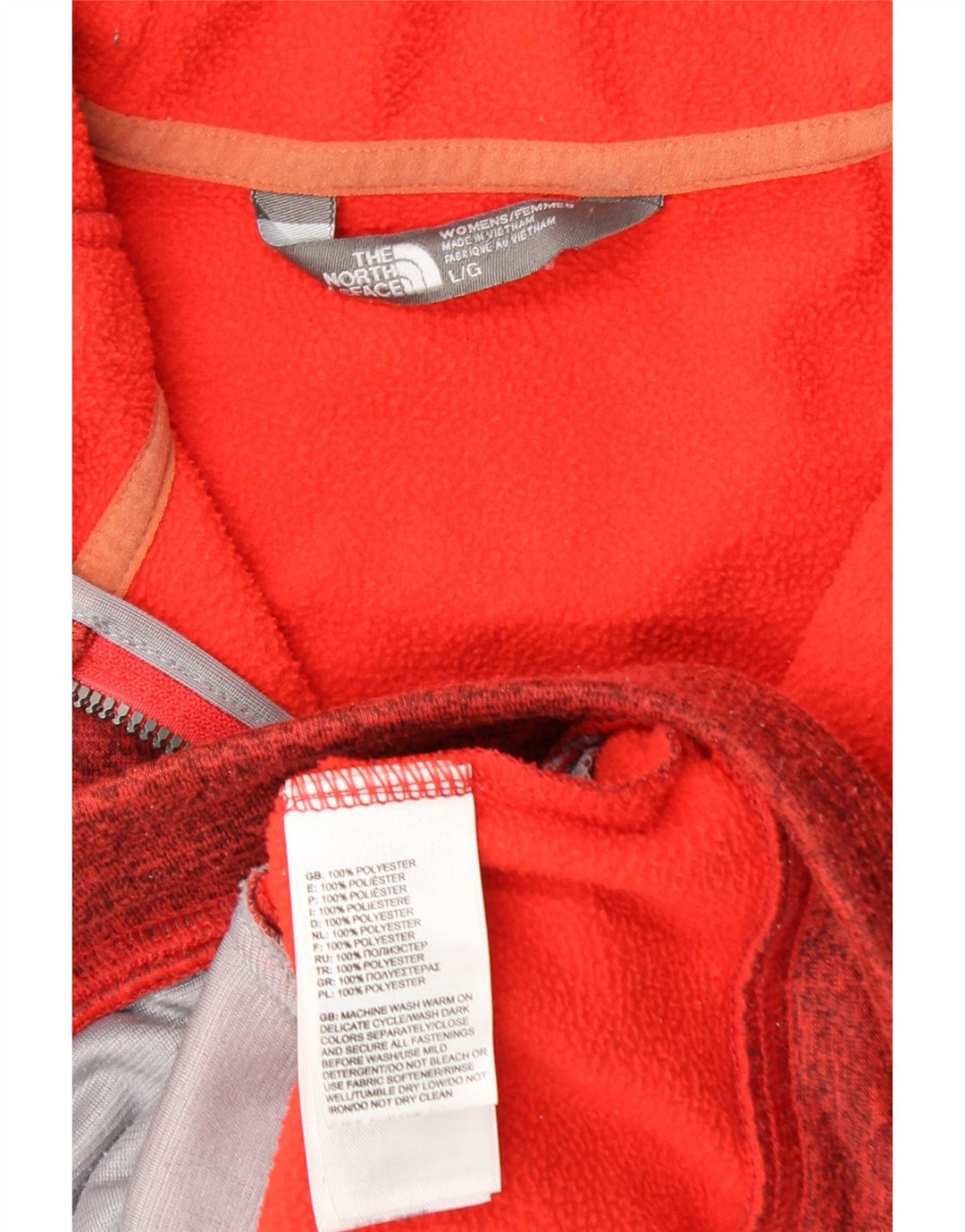 THE NORTH FACE Maglione con cappuccio e zip da donna UK 16 Grande poliestere rosso