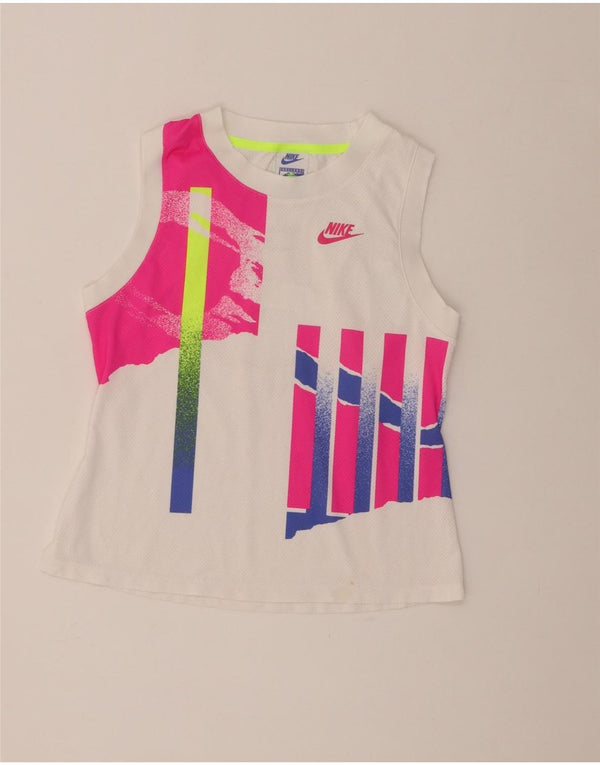 Canotta grafica Nike da donna con vestibilità standard, UK 12, colore bianco medio