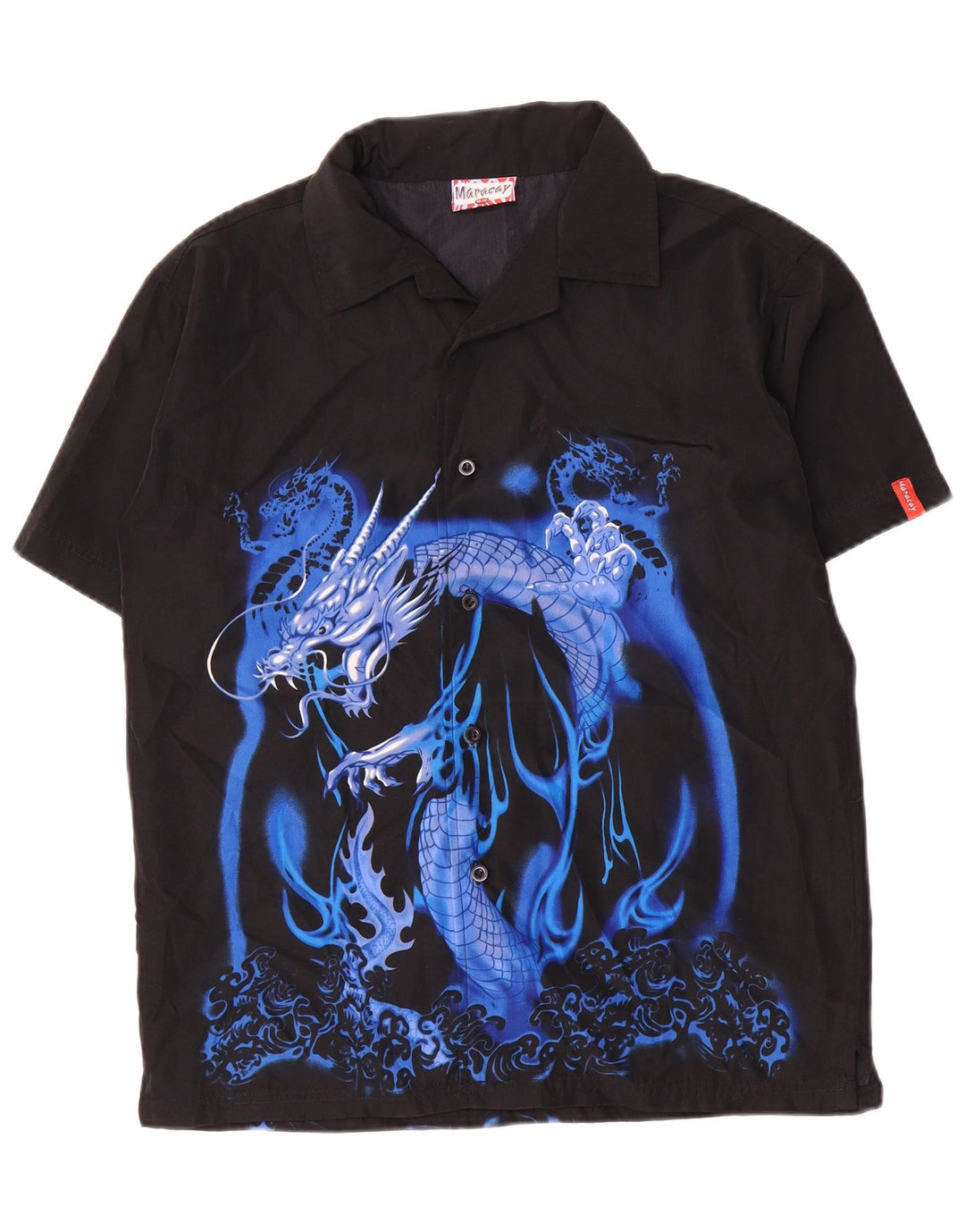 Camicia vintage a maniche corte con grafica da ragazzo 15-16 anni in poliestere nero