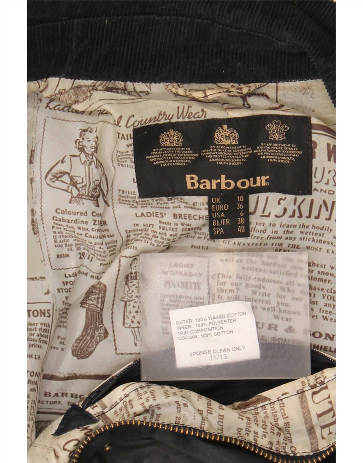 Giacca da donna in cotone cerato Barbour UK 10 piccola nera