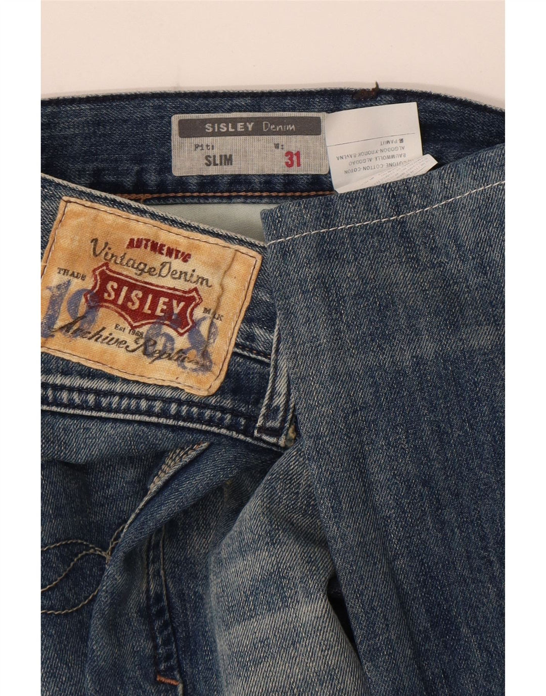 Jeans slim invecchiati da uomo Sisley W31 L33 cotone blu